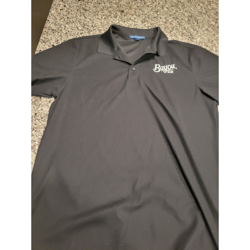 Port Authority Bayou Rum Polo Shirt Mens Large Black Performance Short Sleeve L
